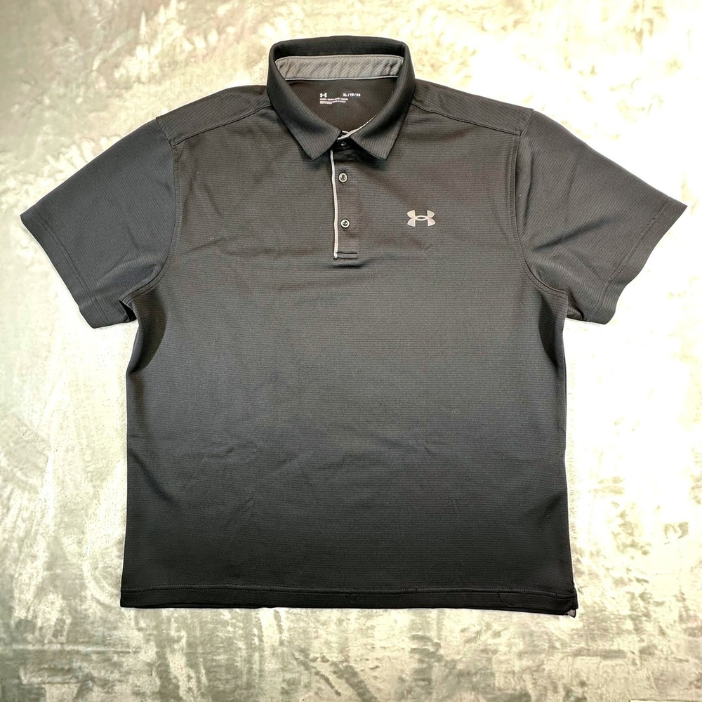 Under Armour Polo Shirt Mens XL Black Performance Loose Fit 1290140 Short Sleeve